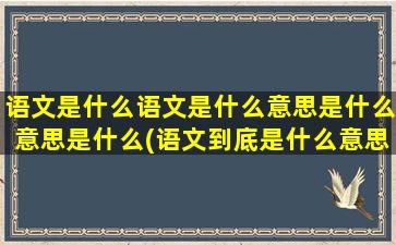 语文是什么语文是什么意思是什么意思是什么(语文到底是什么意思)