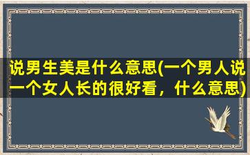 说男生美是什么意思(一个男人说一个女人长的很好看，什么意思)