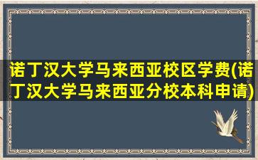 诺丁汉大学马来西亚校区学费(诺丁汉大学马来西亚分校本科申请)