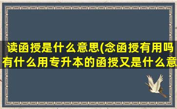 读函授是什么意思(念函授有用吗有什么用专升本的函授又是什么意思)