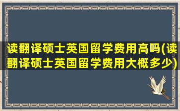 读翻译硕士英国留学费用高吗(读翻译硕士英国留学费用大概多少)