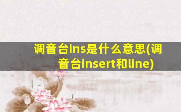 调音台ins是什么意思(调音台insert和line)