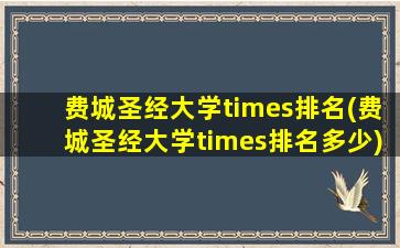 费城圣经大学times排名(费城圣经大学times排名多少)