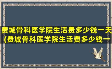 费城骨科医学院生活费多少钱一天(费城骨科医学院生活费多少钱一年)