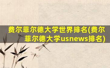 费尔菲尔德大学世界排名(费尔菲尔德大学usnews排名)