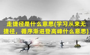 走捷径是什么意思(学习从来无捷径，循序渐进登高峰什么意思)