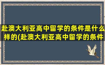 赴澳大利亚高中留学的条件是什么样的(赴澳大利亚高中留学的条件是什么意思)