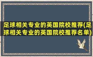 足球相关专业的英国院校推荐(足球相关专业的英国院校推荐名单)