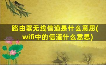 路由器无线信道是什么意思(wifi中的信道什么意思)