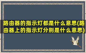 路由器的指示灯都是什么意思(路由器上的指示灯分别是什么意思)