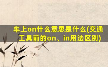 车上on什么意思是什么(交通工具前的on、in用法区别)