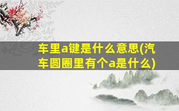 车里a键是什么意思(汽车圆圈里有个a是什么)