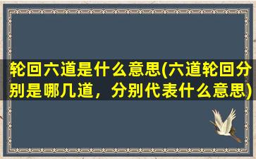 轮回六道是什么意思(六道轮回分别是哪几道，分别代表什么意思)