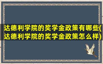 达德利学院的奖学金政策有哪些(达德利学院的奖学金政策怎么样)