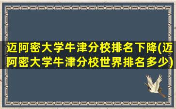 迈阿密大学牛津分校排名下降(迈阿密大学牛津分校世界排名多少)