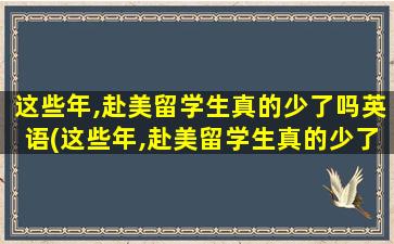 这些年,赴美留学生真的少了吗英语(这些年,赴美留学生真的少了吗)