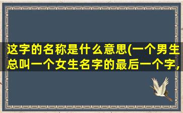 这字的名称是什么意思(一个男生总叫一个女生名字的最后一个字,这是什么意思)