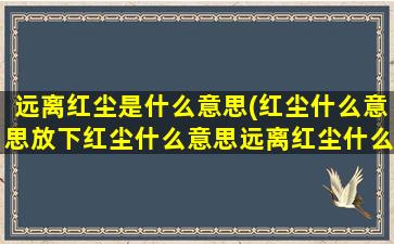 远离红尘是什么意思(红尘什么意思放下红尘什么意思远离红尘什么意思)