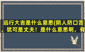 远行大吉是什么意思(阴人防口舌，犹可是丈夫！是什么意思啊，有解释明白点的吗)