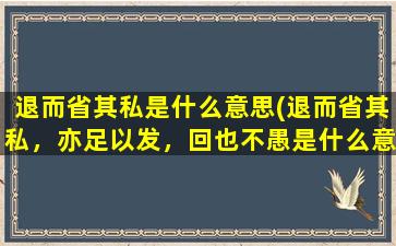 退而省其私是什么意思(退而省其私，亦足以发，回也不愚是什么意思)