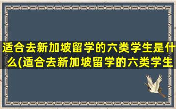 适合去新加坡留学的六类学生是什么(适合去新加坡留学的六类学生是)