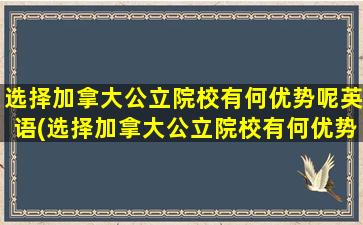 选择加拿大公立院校有何优势呢英语(选择加拿大公立院校有何优势呢)