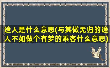 途人是什么意思(与其做无归的途人不如做个有梦的乘客什么意思)