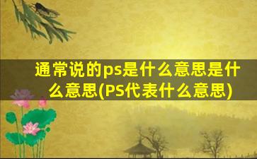 通常说的ps是什么意思是什么意思(PS代表什么意思)