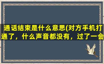 通话结束是什么意思(对方手机打通了，什么声音都没有，过了一会儿我手机就显示通话结束是什么意思)