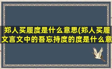 郑人买履度是什么意思(郑人买履文言文中的吾忘持度的度是什么意思)