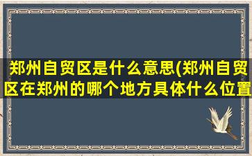 郑州自贸区是什么意思(郑州自贸区在郑州的哪个地方具体什么位置)