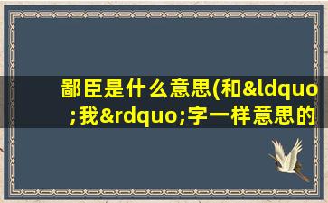 鄙臣是什么意思(和“我”字一样意思的字)