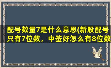 配号数量7是什么意思(新股配号只有7位数，中签好怎么有8位数，请高人指教)