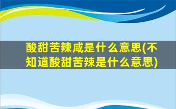 酸甜苦辣咸是什么意思(不知道酸甜苦辣是什么意思)