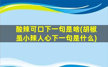 酸辣可口下一句是啥(胡椒虽小辣人心下一句是什么)