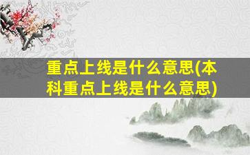 重点上线是什么意思(本科重点上线是什么意思)