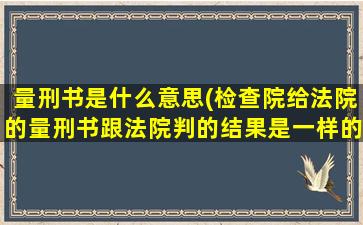 量刑书是什么意思(检查院给法院的量刑书跟法院判的结果是一样的吗)