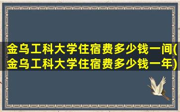 金乌工科大学住宿费多少钱一间(金乌工科大学住宿费多少钱一年)