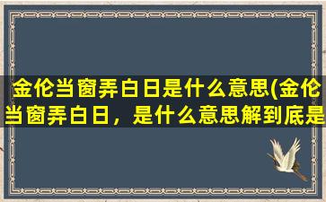 金伦当窗弄白日是什么意思(金伦当窗弄白日，是什么意思解到底是什么动物呀)