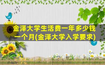 金泽大学生活费一年多少钱一个月(金泽大学入学要求)