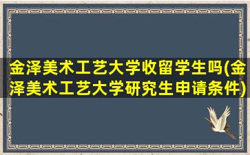 金泽美术工艺大学收留学生吗(金泽美术工艺大学研究生申请条件)