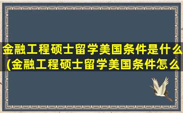 金融工程硕士留学美国条件是什么(金融工程硕士留学美国条件怎么样)