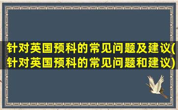 针对英国预科的常见问题及建议(针对英国预科的常见问题和建议)