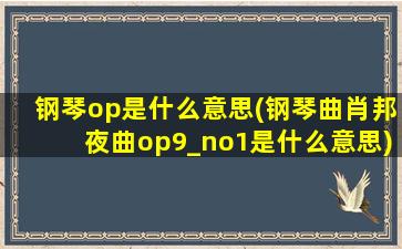 钢琴op是什么意思(钢琴曲肖邦夜曲op9_no1是什么意思)