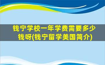 钱宁学校一年学费需要多少钱呀(钱宁留学美国简介)