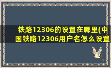 铁路12306的设置在哪里(中国铁路12306用户名怎么设置)