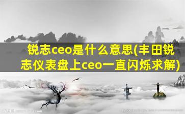 锐志ceo是什么意思(丰田锐志仪表盘上ceo一直闪烁求解)