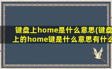 键盘上home是什么意思(键盘上的home键是什么意思有什么用)