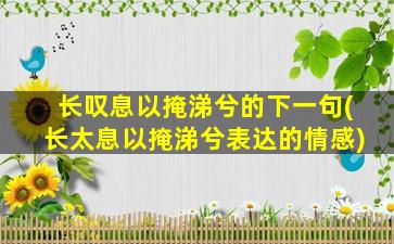 长叹息以掩涕兮的下一句(长太息以掩涕兮表达的情感)