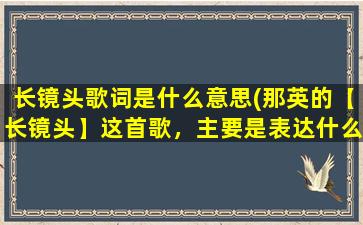 长镜头歌词是什么意思(那英的【长镜头】这首歌，主要是表达什么意思杨宗纬唱到心里去了)